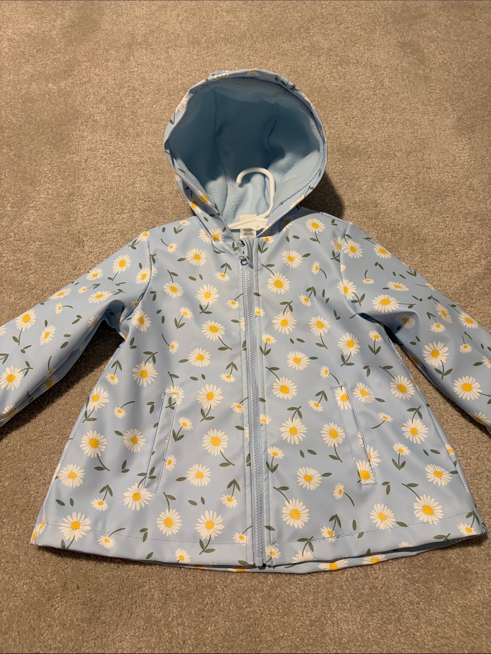 Little Me Light Blue Daisy Hooded Raincoat